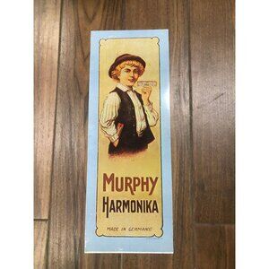 Vintage Metal Tin Advertising Sign Murphy Harmonika Germany Made In USA 1974